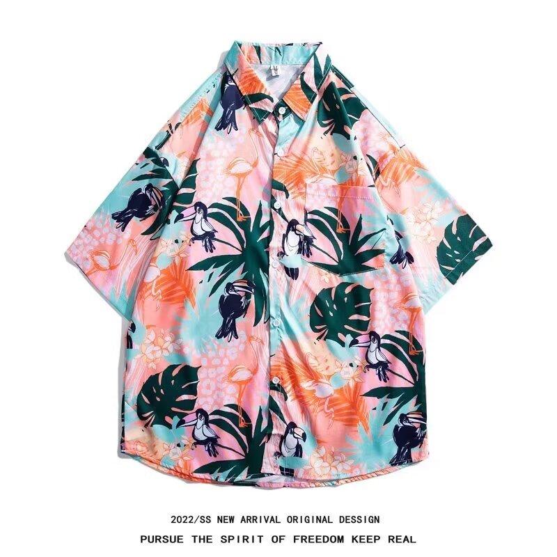 Men'S Retro Shirt, Men'S Summer Outfit, Student Loose Fit, Niche Design, Casual Men'S Top, Outerwear, Beach Top