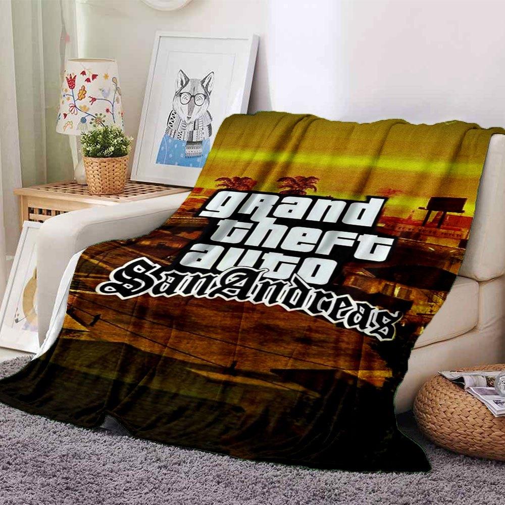 1pc Grand Theft Auto Soft Flannel Blanket with Designer Print A Cozy Blanket for All Seasons, Perfect for the Couch, Bed, Office