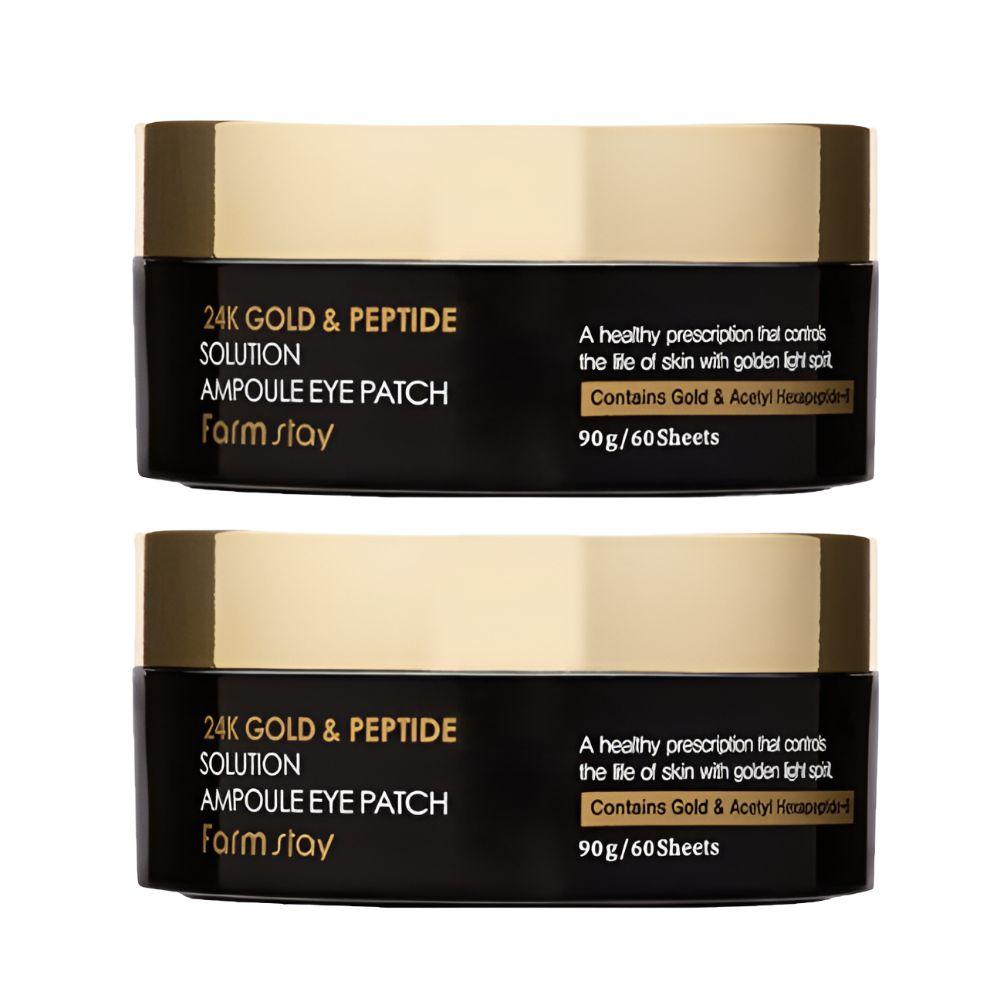 Farmstay 24K Gold & Peptide Solution Ampoule Eye Patch Anti-Aging Hydrogel Eye Patches 60 Pairs x 2