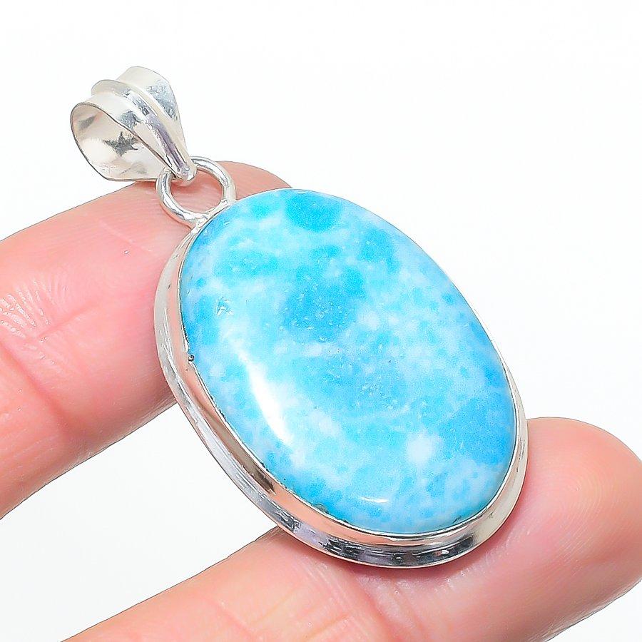 Natural Larimar Gemastone 925 Sterling Silver Jewelry Pendant 1.89 AP-14606