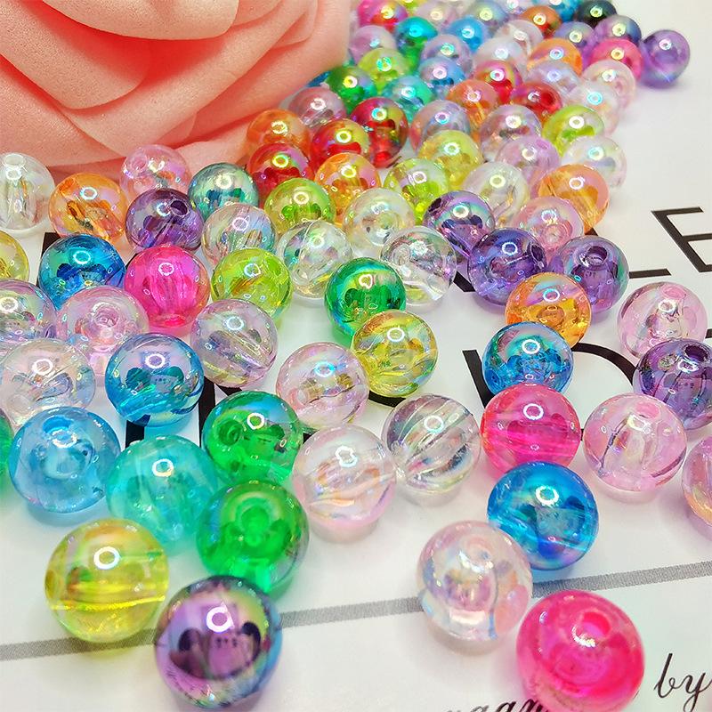 High-Gloss Transparent AB Color Round Beads for DIY Headdress Accessories