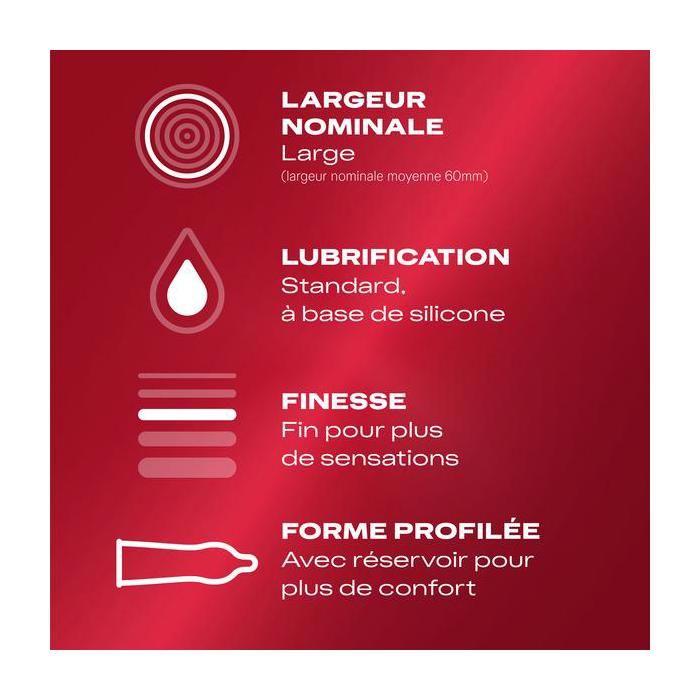 Durex Préservatifs Feeling XL - 10 Préservatifs Fins et Larges