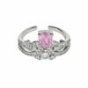 Atmospheric Luxury Colored Treasure Wings Flower Bow With Diamond Opening Ring Niche Stacked Ring Woman