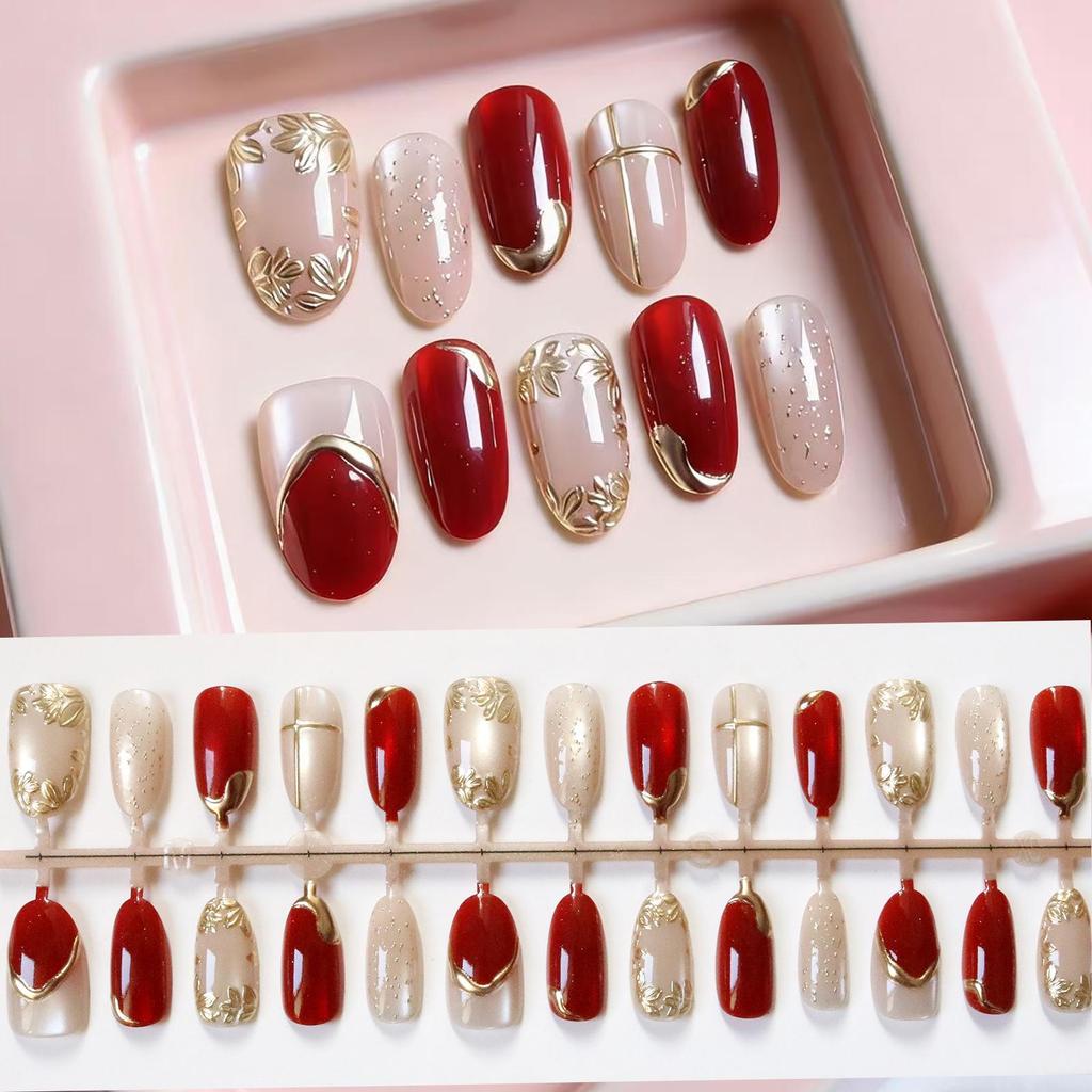 New Year Ruby Glass Bead Cat's Eye Armor: Gilded Whitening Nail Art Stickers