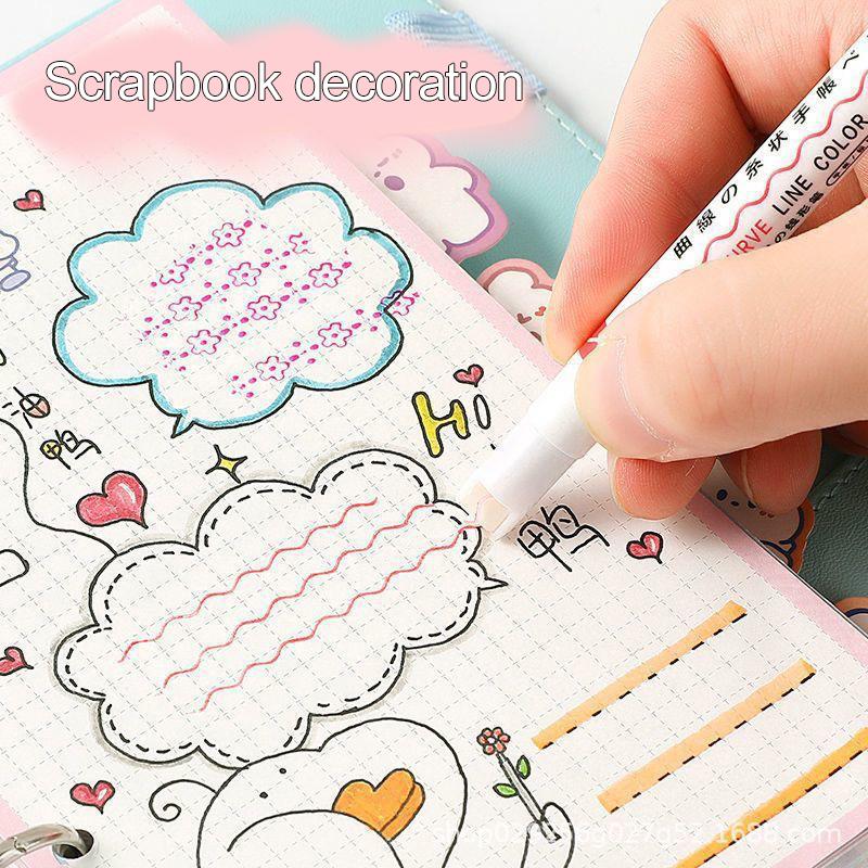 Flower Shape Outline Pens Curve Roller Tip Pen Highlighter Marker Cute Stationery Kawaii Graffiti School Art Acsesories TMZ