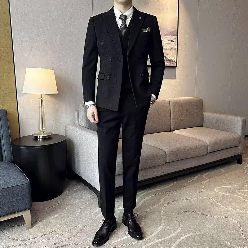 Herren Slim-Fit Zweireihiges Anzugsakko: Business Casual & Formelle Hochzeitskleidung