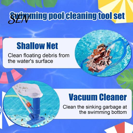 Inflatable Pool Cleaning Tool Vacuum Cleaner Head with Detachable Pole And Leaf Bag, Accessory Skimmer Net, for Swimming Pools, Ponds, Fountains, Hot