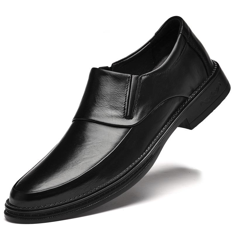 Men s Cowhide Leather Slip-on Shoes: Autumn Formal, Business, Casual, Wedding, Dad Shoes 42