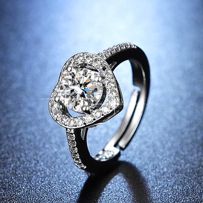 Einkaräter Ring, Einfache Liebe Simulation Moissanit Ring Offener Ring.