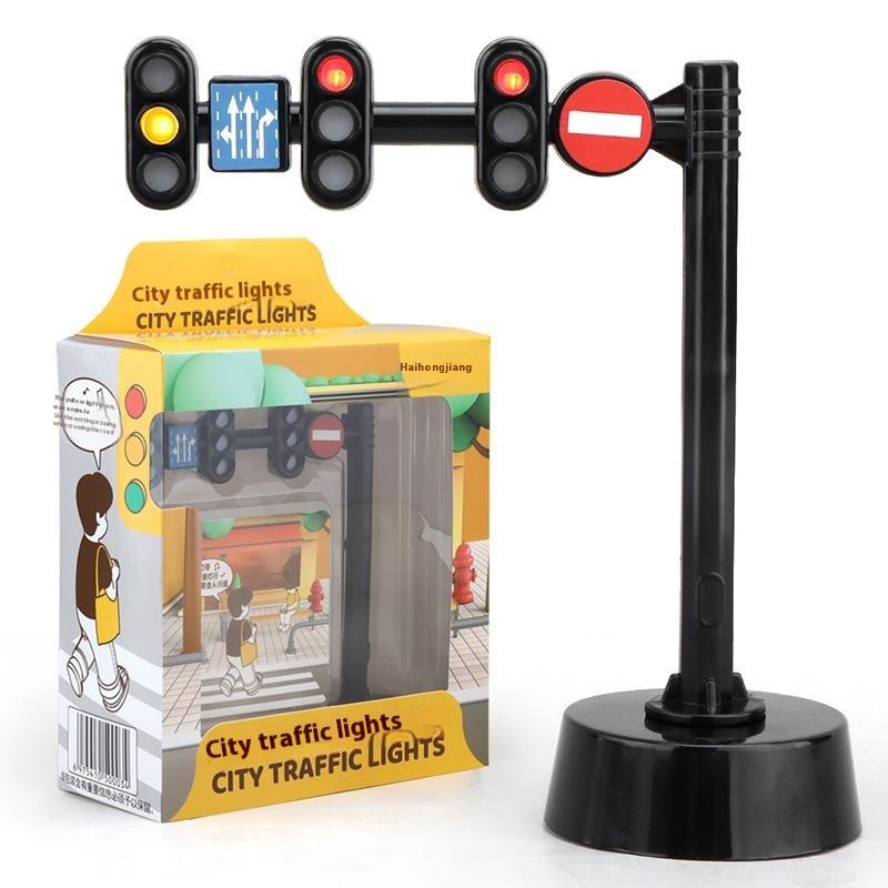 1Pcs Stop Lights Model Toddlers Safety Education Traffic Light Toys Puzzle Accessories Scene Road Sign With Light And Sound