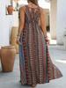 Damen Langkleid mit V-Ausschnitt und Falten in Übergröße - Mode mit Print im europäischen & amerikanischen Stil für den Urlaub