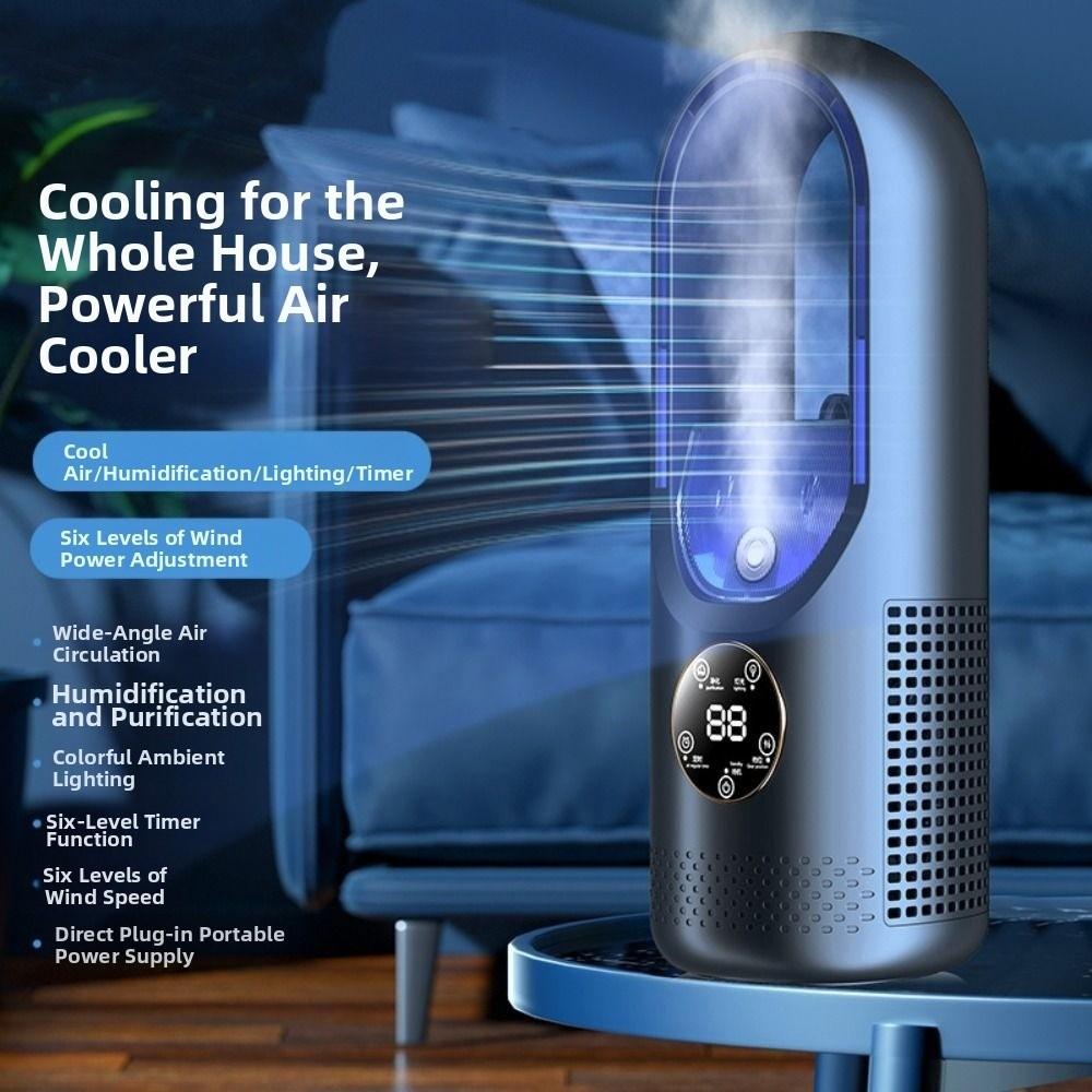 6 Speed Silent Spray Fan Bladeless Mini Air Cooler Mist Electric Fan  Fishing Camping