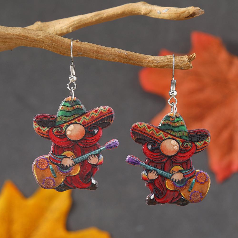 Carnival 5.5 Festival Acrylic Earrings: Mexican Dwarf Guitar Fashion Accessory