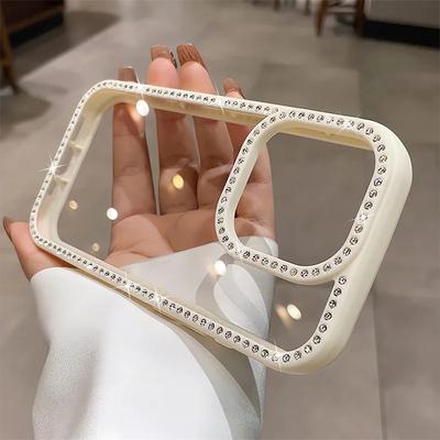 Luxus Bling Strass Diamant Transparente Hülle für iPhone 16 Pro Max 15 14 13 Stoßfeste Schutzstoßstange Hartacrylabdeckung