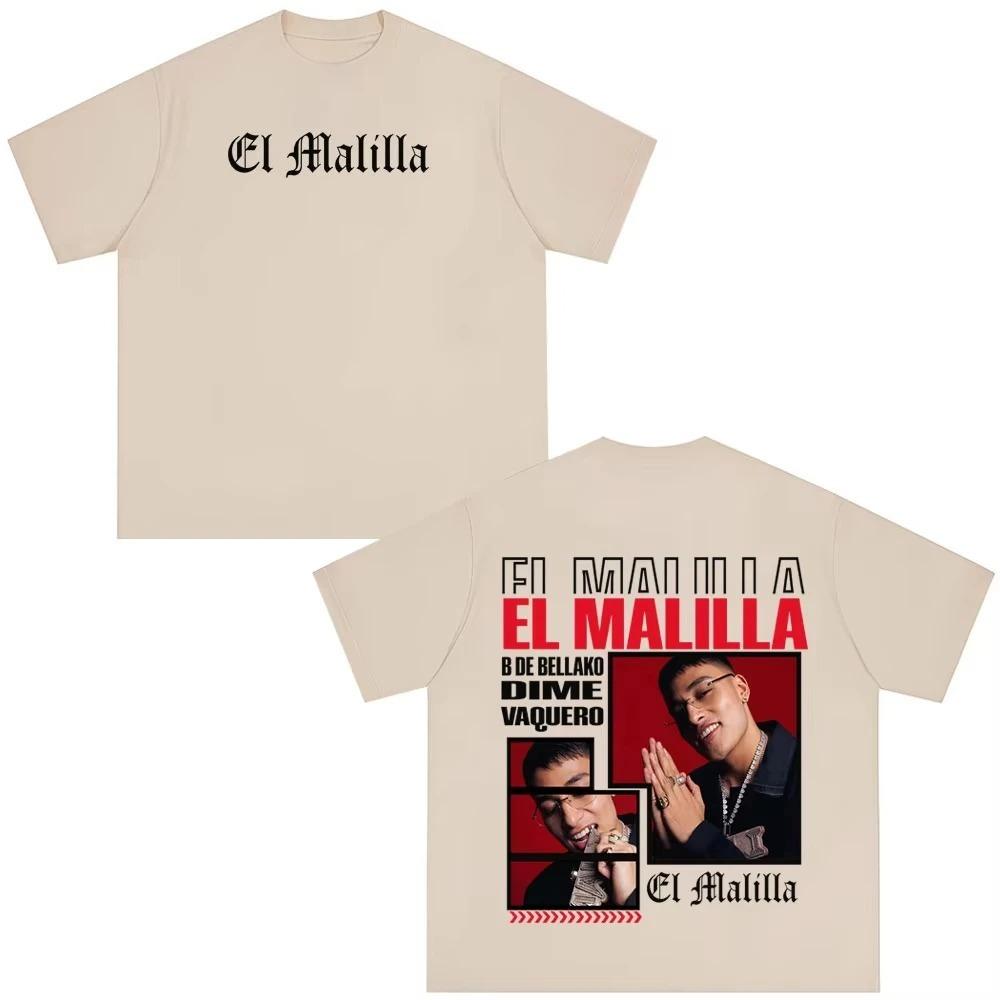 Unisex Women Hip-hop Casual T-shirts Singer El Malilla Album Print T-shirt Summer Short-sleeved Relaxed Casual Gothic Punk T-shirt