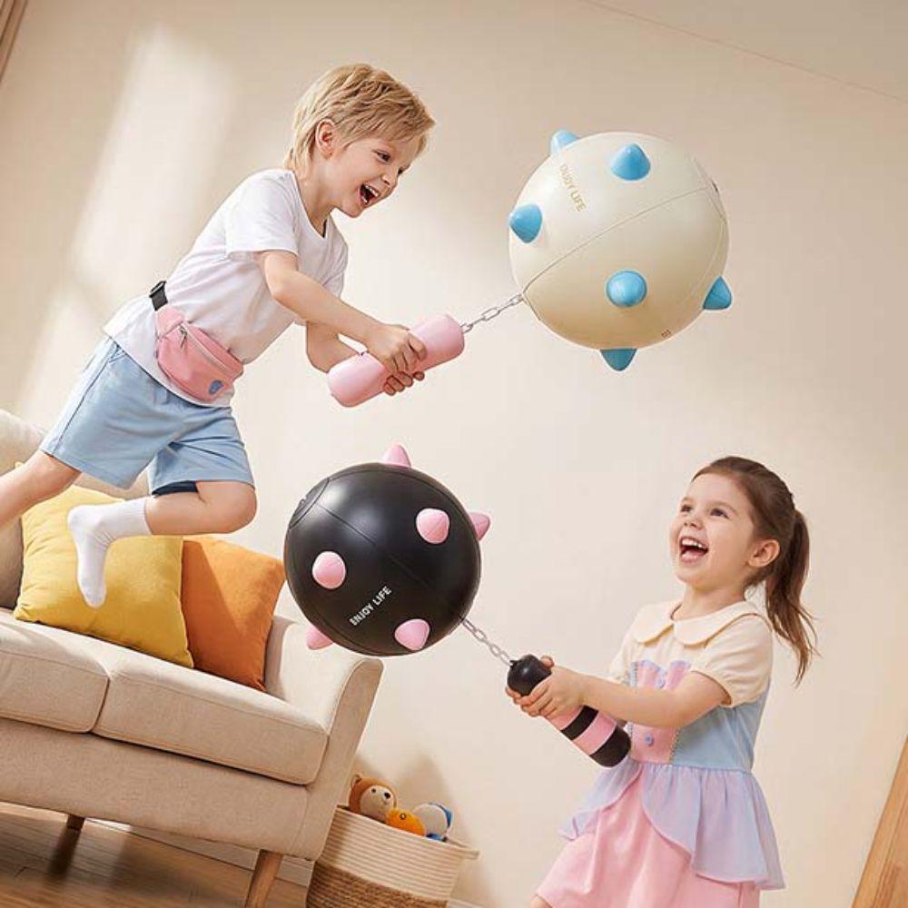 PVC Blow Up Meteor Hammer Chain Toy Inflatable Ball Chain Toy Inflatable Spiked Ball  Desk