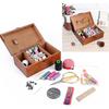 Tissting Wooden Sewing Kit Box, Vintage Taraxacum Pattern, Sewing Repair Tool Set with Storage Box, Needle Thread Storage Case Organizer, DIY Sewing