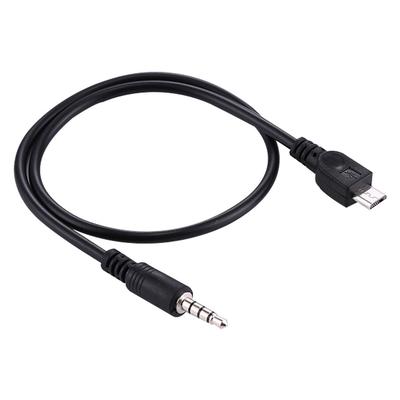 3,5-mm-Stecker auf Micro-USB-Stecker, Audio-AUX-Kabel, Länge: ca. 40cm(Schwarz)