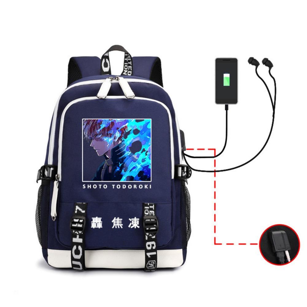 Riman My Hero Academy, surrounding backpack, large-capacity computer bag with USB port, student schoolbag
