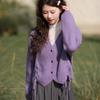 New Style V Neck Knitted Cardigan Women Small Sweater Jacket Lazy Purple Spring Autumn Top