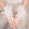 Long Lace Bridal Gloves with Floral Design for Wedding and Stage Performance