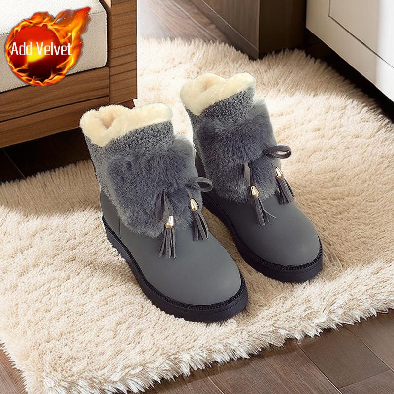 Winter Waterproof Ladies Shoes Round Toe Chunky Plush Warm Women's Snow Boots Goth Comfortable and Elegant Booties on Promotion