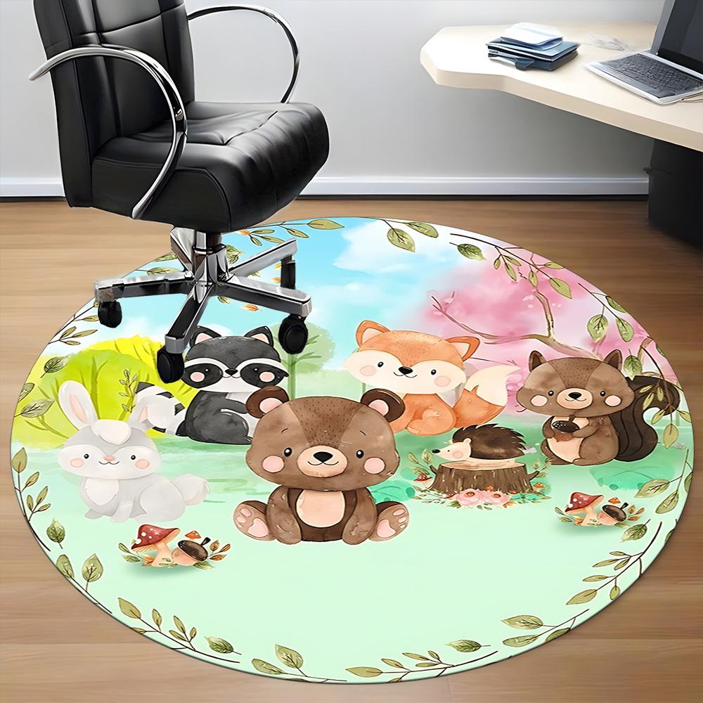 1pc Woodland Creatures Chair Carpet for Office, Soft Flannel Throw Mat, Perfect for Office,Holiday Party Decoration Choice Yy251113194