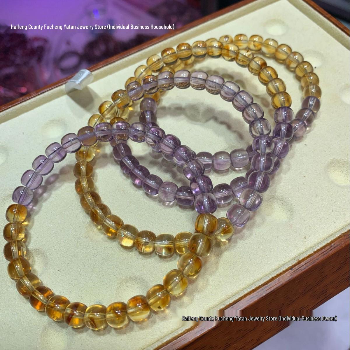 

Natural Yellow-Purple Crystal Tower Bracelet - Elegant, Versatile Design with Fine Craftsmanship 7mm