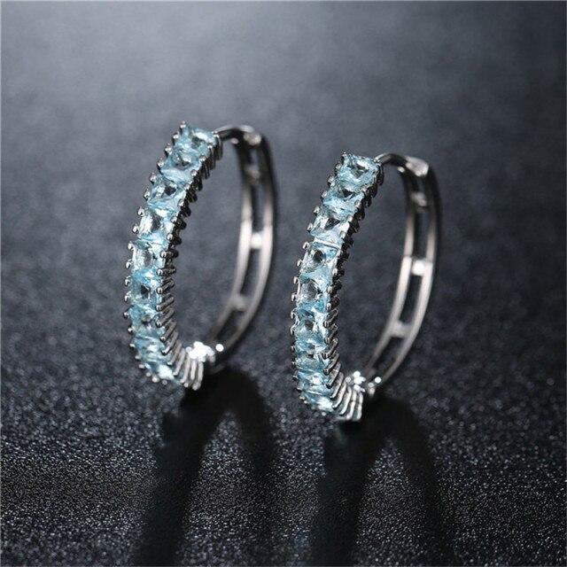 Luxus Aaa Zirkonia Creolen Große Kreis Huggie Ohrringe Für Frauen Blau Rot Edelstein Creolen Pendientes Schmuck Ohrringe
