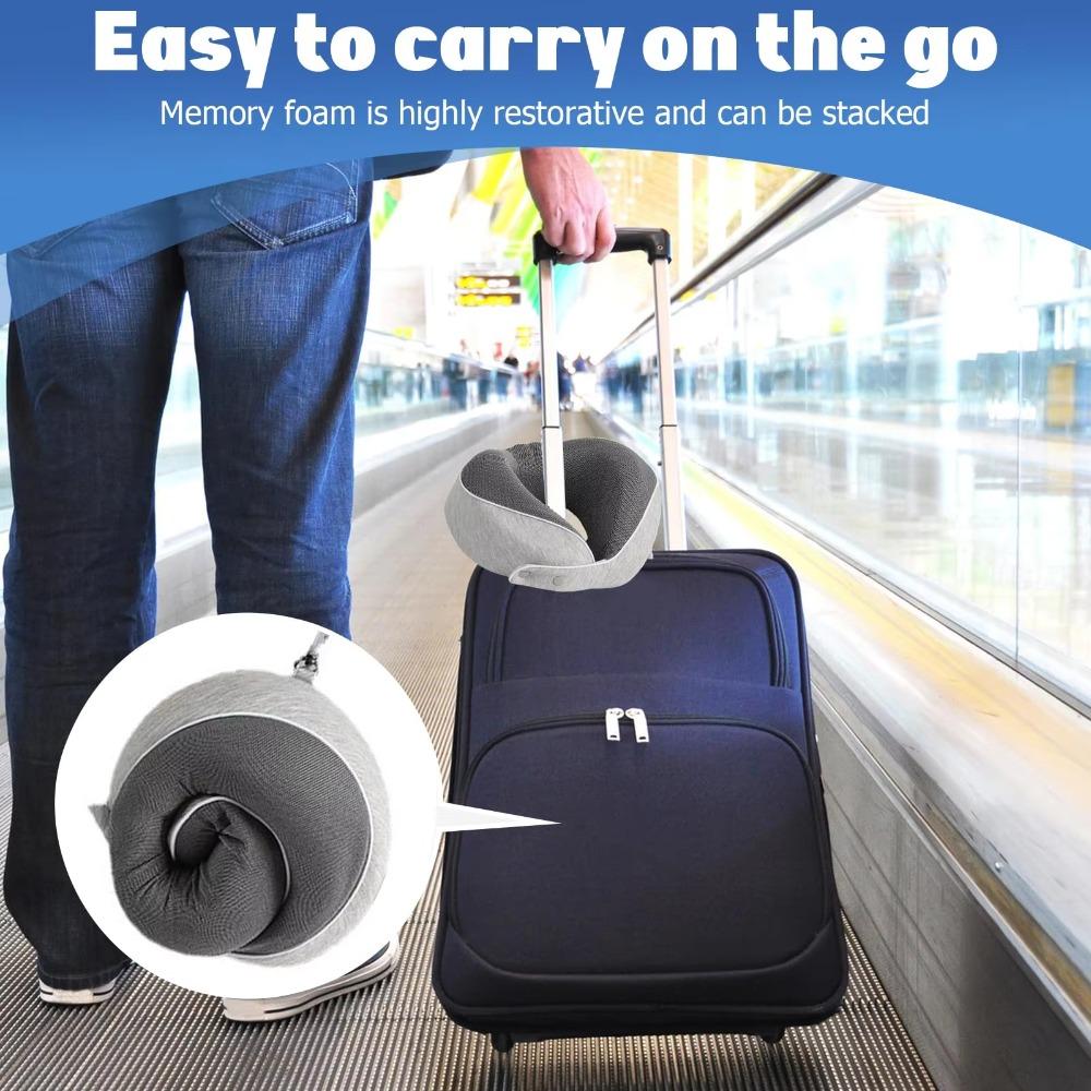 Slow Rebound Neck Pillow Foldable Travel Pillow Neck Support Airplane Pillow  Train