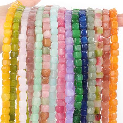 5–7 mm unregelmäßige quadratische Steinperlen, burmesische Kyanit-Amazonit-Jade-Perlen zur Schmuckherstellung, DIY-Armband-Halskettenzubehör