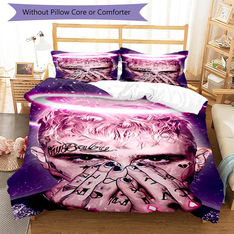 3pcs Lil Peep Pattern Bedding Set Duvet Cover Set Includes Duvet Cover &pillowcases, Perfect All Season Bedroom Decoration & Gift