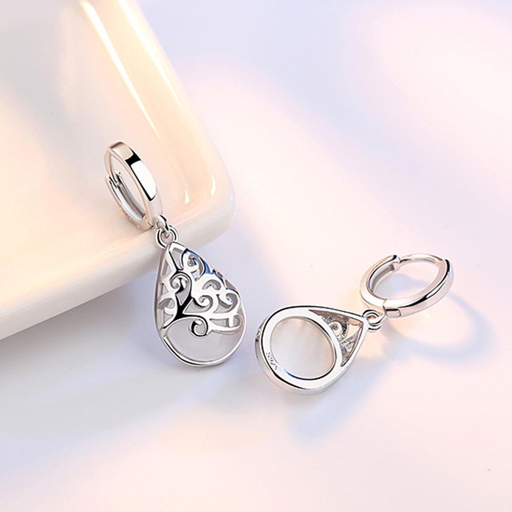 Silver-Plated Moonlight Cat's Eye Earrings: Exquisite Dangle and Stud Designs for Women