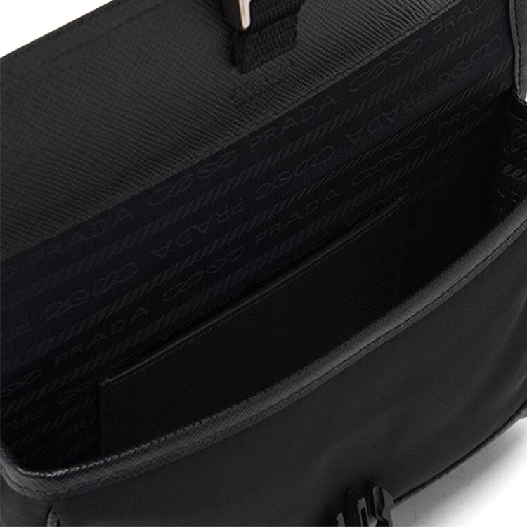 Prada Saffiano Silver Buckle Functional Recycled Nylon And Saffiano Leather Camera Bag Unisex Bags Black 2ZH108-2BBD-F0002