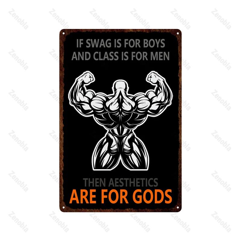 Trening Mięśni Fitness Metalowy Znak Podnoszenie Ciężarów Boks Sport Metalowa Tablica Tabliczki Sztuka Podnoś Ciężkie Blaszane Plakaty Siłownia Bar Wystrój Domu