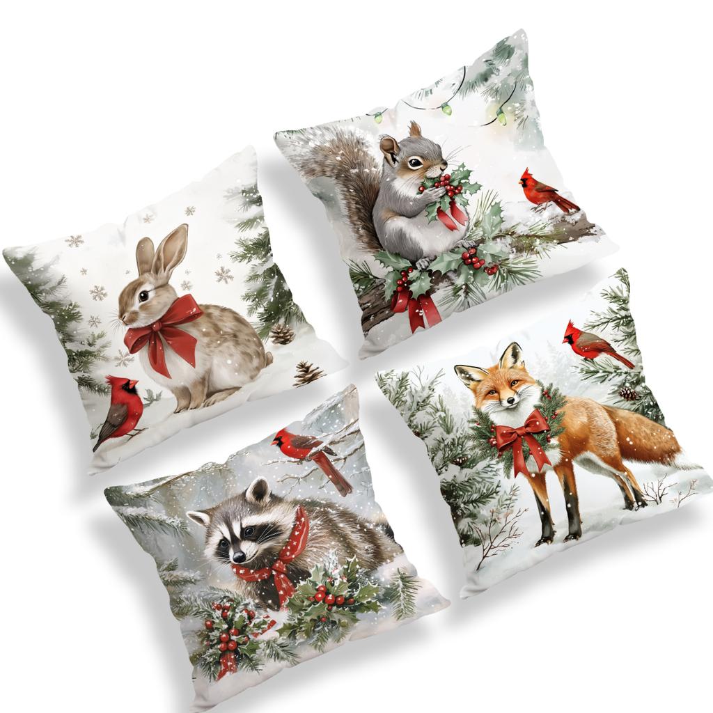 Christmas Winter Animals Pillowcase Bedroom Sofa Cushion Cover 100% Polyester Living Room Cushion Pillowcase Home Decor