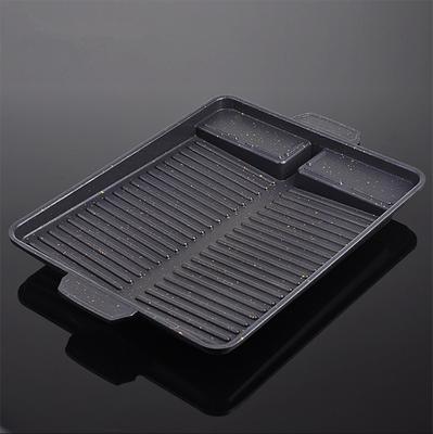 Grillpanna 32 X 26cm Bärbar Non-Stick Beläggning Butangas Kök Kokplatta Rektangulär Koreansk Grillplatta