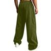 Pantalones de pana para hombre de cintura alta con bolsillos de corte holgado pierna recta ancha color casual