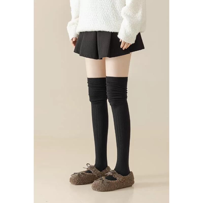 Matching Boots Socks - Long Knee-length Stockings In White for Autumn and Winter, Without Bones, Pile-style Stockings, Long Boots, Long Socks