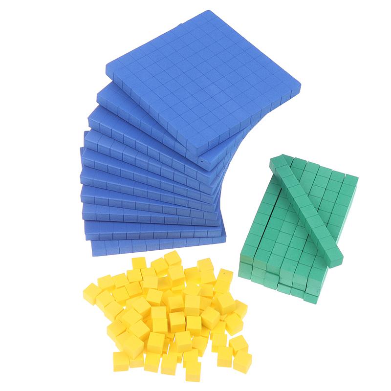 Blocos Base Dez 130 Peças Para Matemática Blocos de Valor Posicional Base 10 Manipuláveis de Matemática Conceitos Numéricos Cubos de Matemática Para Crianças Bloco de Contagem