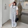 Zhi Xuan Plus Size Women’s Casual Hooded Vest & Slimming Wide-Leg Pants Set, Spring 2026.