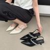 Fashion New Summer Women's Luxury Slingback Low-heel Sandals Silvery Pointed Woman Mules Fashion Rear Trip Strap Flat Bottom Beach Shoes