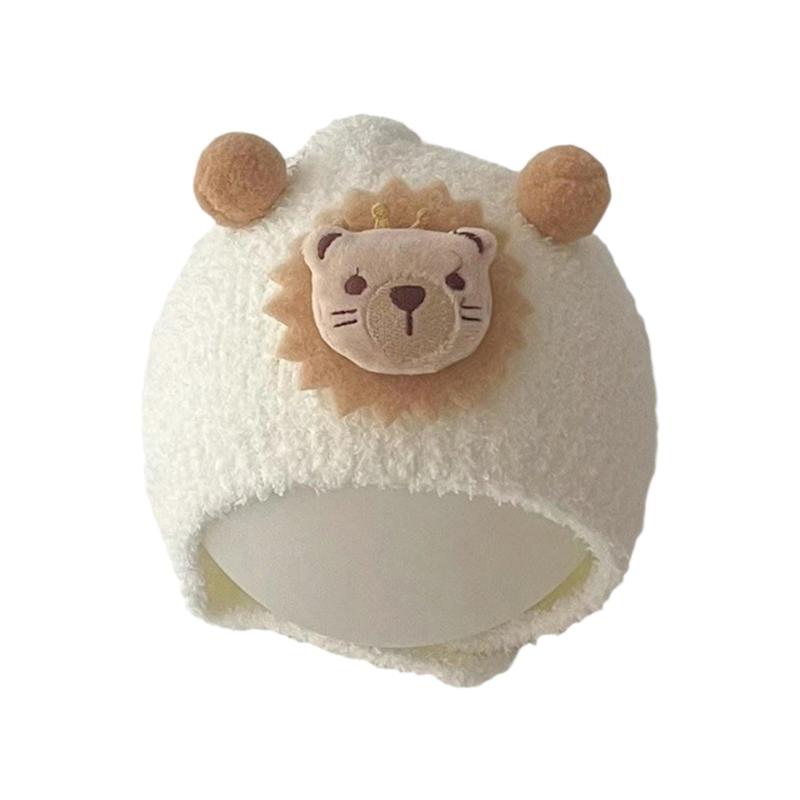 

Baby Hat Autumn Winter 2023 Cartoon Animal Beanie Newborns Warm Caps Ear Protections Hat Solid Color Bonnet Headgear