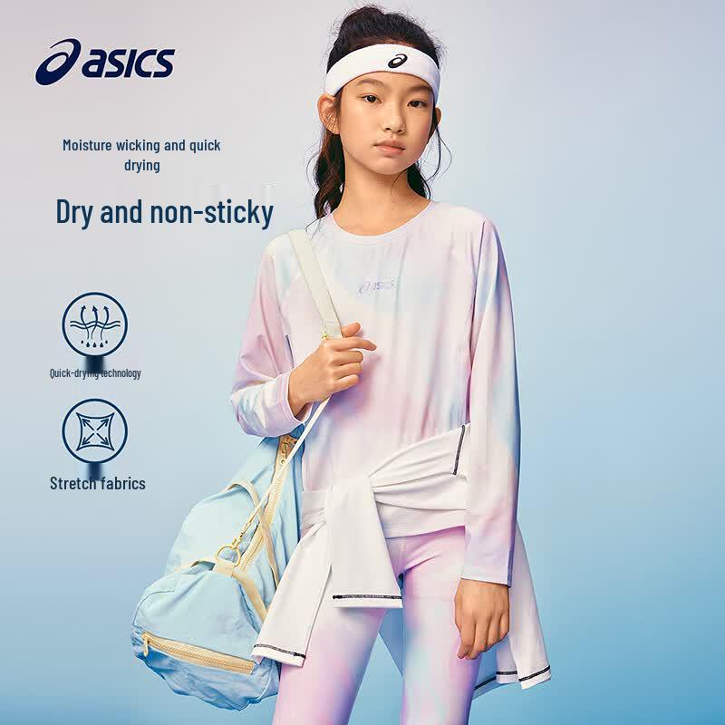 Asics Girls' Moisture-Wicking Printed Long-Sleeve T-Shirt