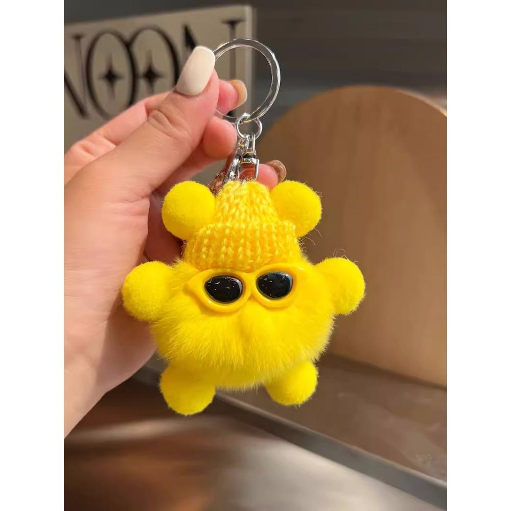 Pufos Păr de Iepure Rex Mică Minge de Cărbune Pandantiv pentru Geantă Geantă de Școală Păpușă cu Ochi Urâți Pandantiv Păpușă de Desene Animate Breloc Auto