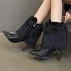 Pelz Super High Heels Stiefeletten Schneestiefel Neue Spitzschuhe Winter 2025 Trend Elegante Partyschuhe Mode Sexy Pumps Botas Mujer