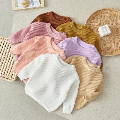 Newborn Baby Girl Boy Knitted Long Sleeve Autumn Winter Sweater Solid Loose Pullover Casual Tops Kids Clothes 3M-5Y