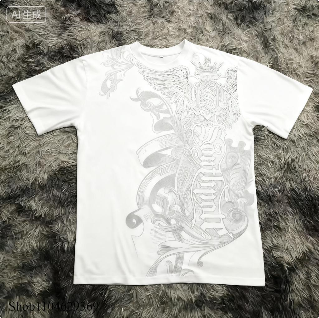 Classic Y2K Gothic Style T-shirt Print Oversized T Shirt High Street Shirts Gothic Round Neck Cotton Tops New Mens Women T Shirt