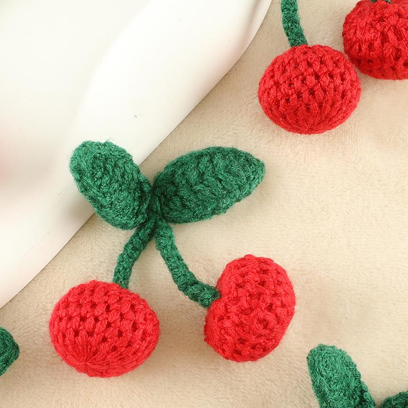 Cherry Crochet Embroidery Patch - Handcrafted Hair Accessory & DIY Embellishment