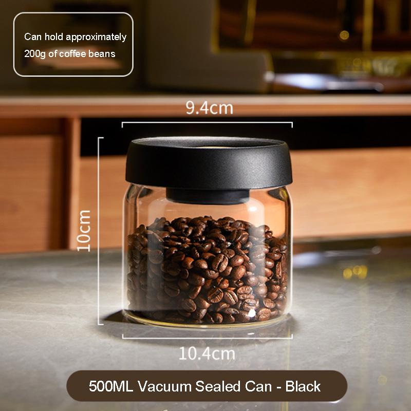 Kaffebønner Vakuumforseglet tank Gjennomsiktig glass Matoppbevaringskrukker Husholdningsfuktighetssikker luftavtrekk Lufttett beholder